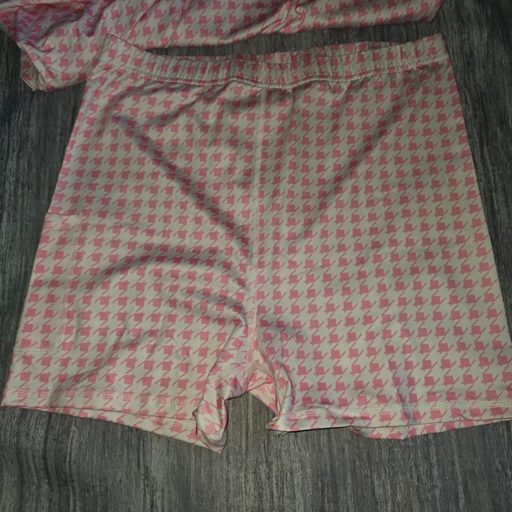 FKEEP Pink Houndstooth Polo  Tennis Golf Dress Set with Shorts Womens Large NWT - Picture 4 of 8